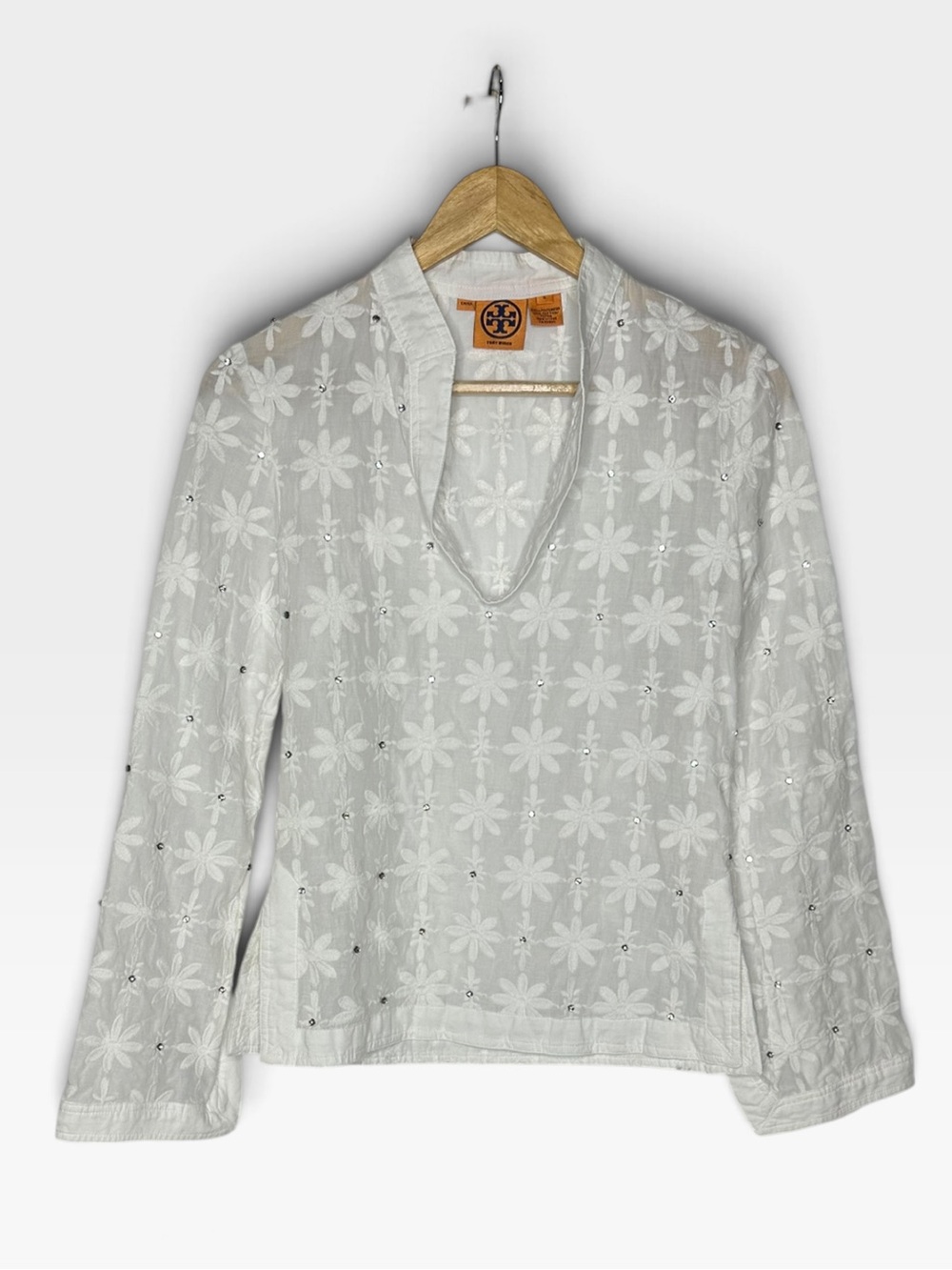 Vintage Tory Burch Studded Semi Sheer Tunic Top 2